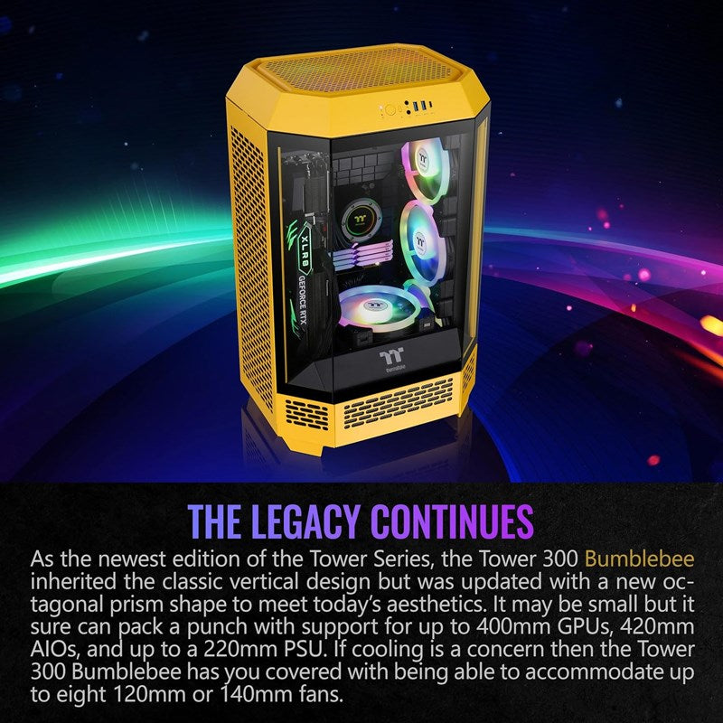 Thermaltake The Tower 300 M-ATX Micro Tower Gaming PC Case - Bumblebee (2 PWM Fans Included) Thermaltake The Tower 300 M-ATX Micro Tower Gaming PC Case - Bumblebee (2 PWM Fans Included)